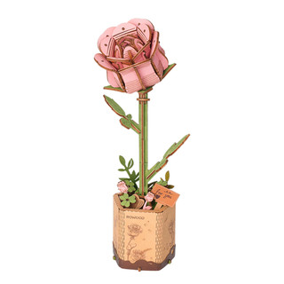  Robotime mô hình hoa hồng bằng gỗ tự làm ROKR Blooming Garden Pink Rose TW041 Quà tặng ý nghĩa 
