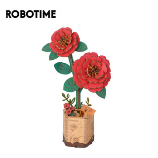  Robotime mô hình hoa trà đỏ bằng gỗ tự làm ROKR Blooming Garden Red Camellia TW031 Quà tặng ý nghĩa 