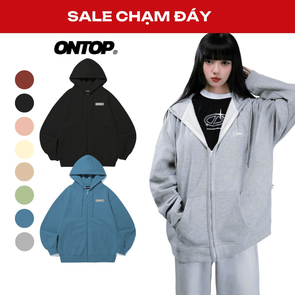 Hoodie zip local brand nam nữ nhiều màu chính hãng ONTOP Basic HoodieIO18-HD1