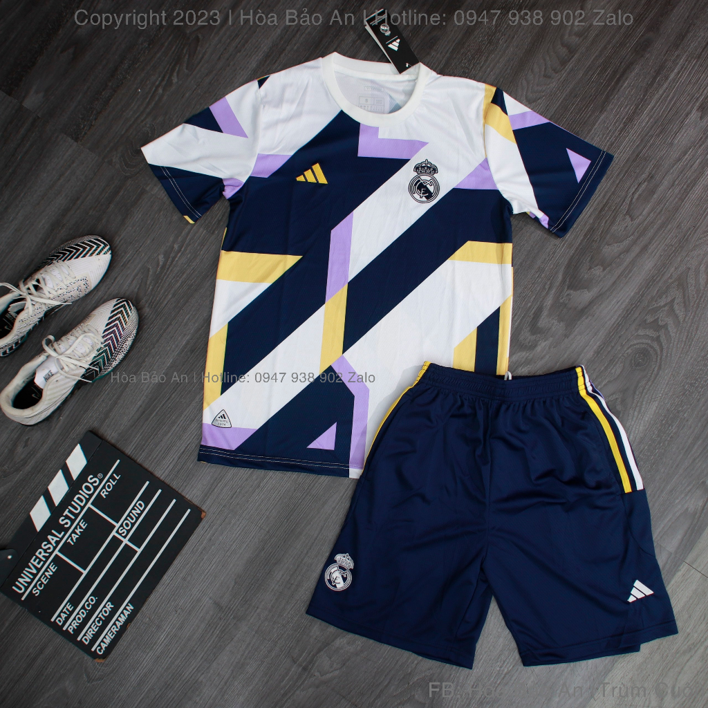 Set Bộ Quần Áo Bóng Đá Training Real madrid 2023/24 Sắc Màu - Quần Có túi cao cấp