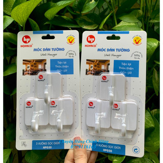 Móc 3 vuông sọc giữa HPG30 HOFACO - Móc dán tường trang trí bằng nhựa cao cấp chính hãng HỒNG PHÁT