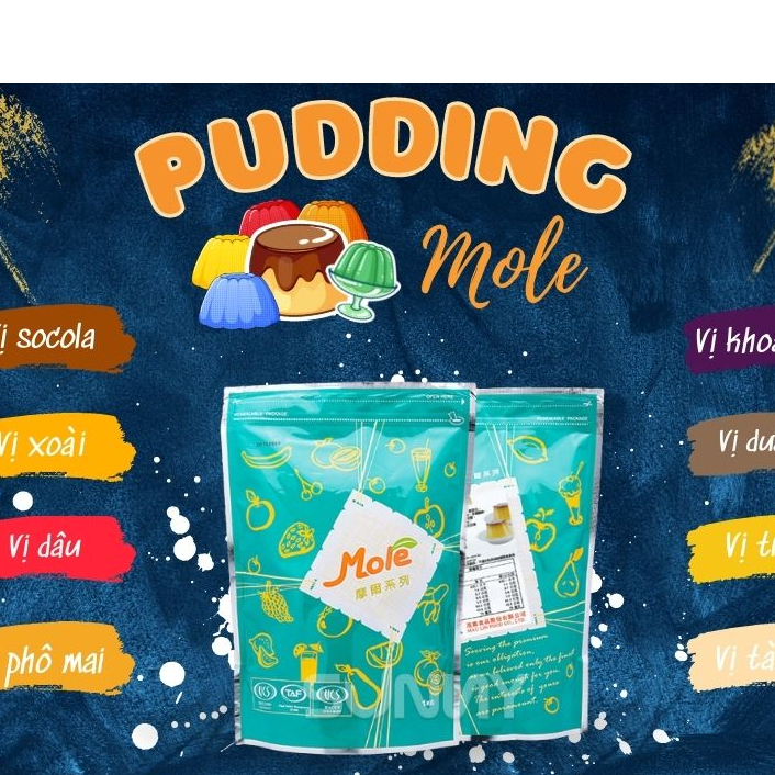 Bột Flan/Pudding Thương Hiệu Mole Đài Loan Nhiều Vị Thơm Ngon 1kg - Nguyên Liệu Pha Chế