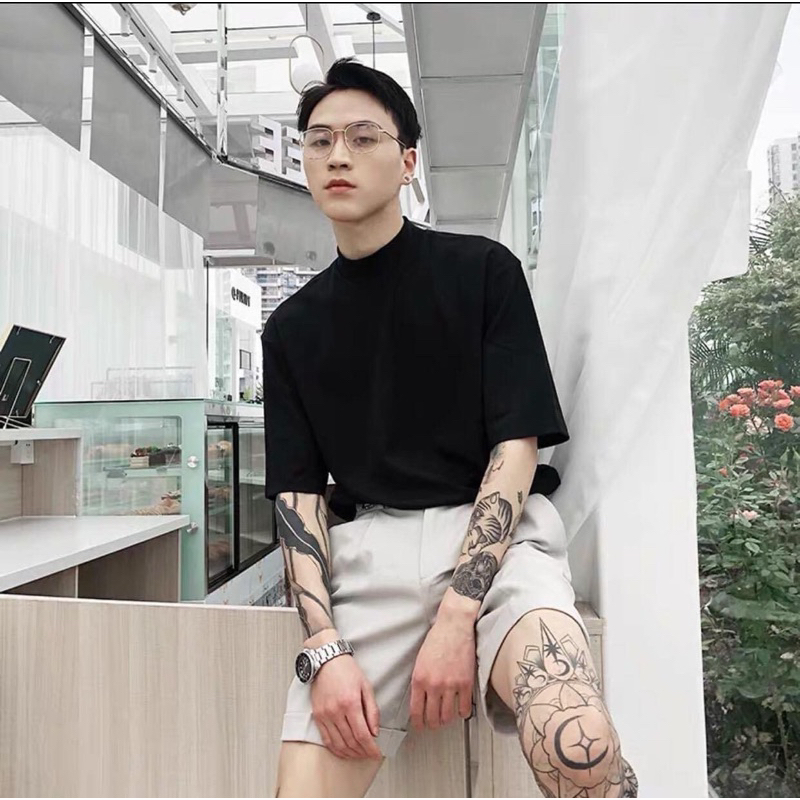 Áo thun cổ cao 3 phân cao cấp Unisex