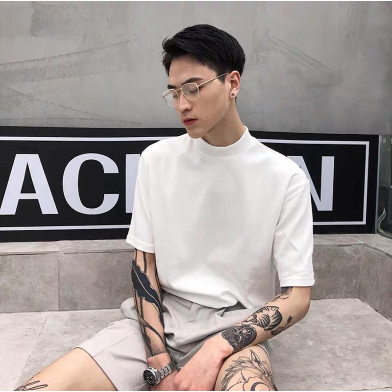 Áo thun cổ cao 3 phân cao cấp Unisex