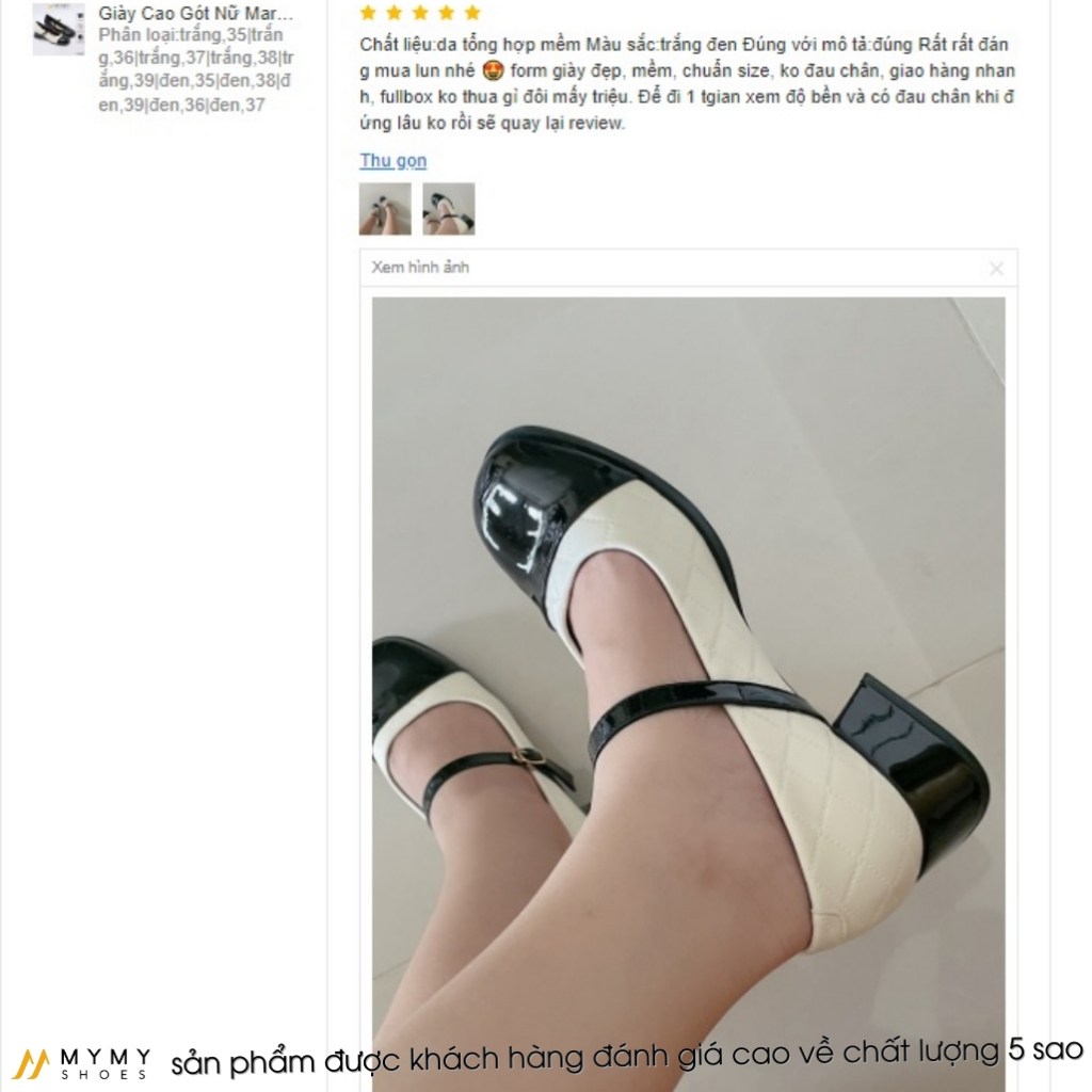 Giày Cao Gót Nữ Mary Jane đế vuông đế cao 5cm siêu êm MyMyShoes - giày cao gót MS528