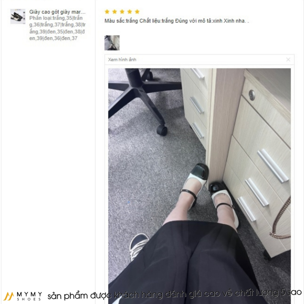 Giày Cao Gót Nữ Mary Jane đế vuông đế cao 5cm siêu êm MyMyShoes - giày cao gót MS528