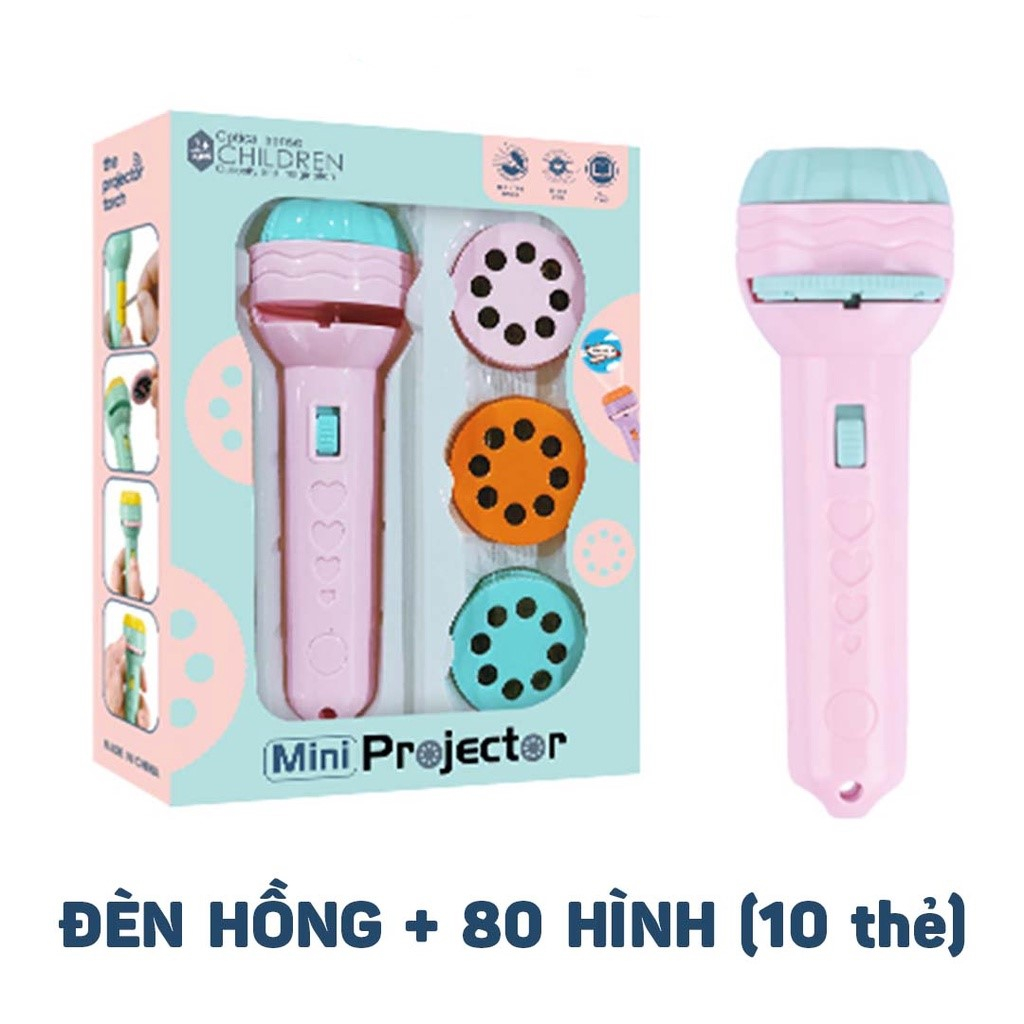 Đèn pin chiếu 80 hình ảnh cho bé thoả thích khám phá hoa quả, động vật, côn trùng, phương tiện, siêu nhân
