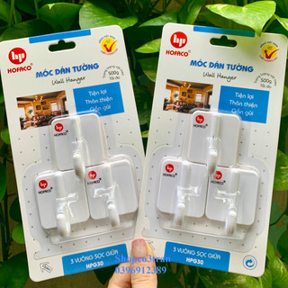Móc 3 vuông sọc giữa HPG30 – Móc dán tường trang trí bằng nhựa chính hãng HOFACO