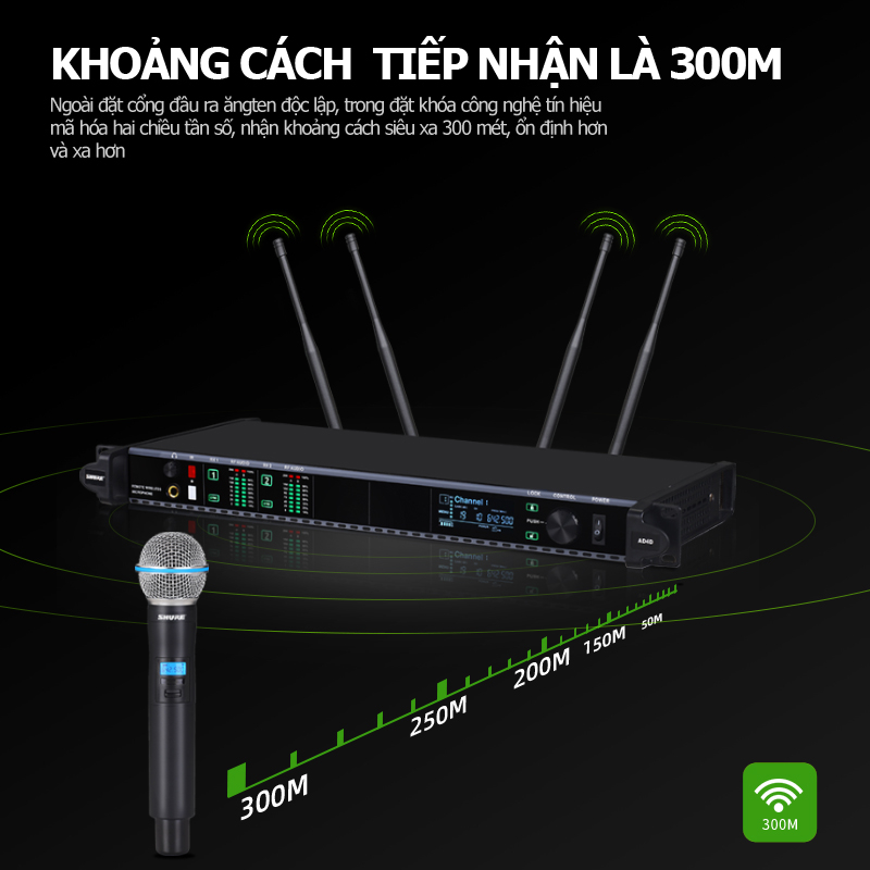 Shuer/AD4D microphone wireless,micro không dây cao cấp,micro hát karaoke không dây chống hú