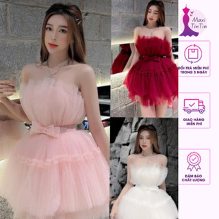 [Đầm Xinh] Đầm váy jum lưới nơ eo 2 màu siêu dễ thương phong cách công chúa