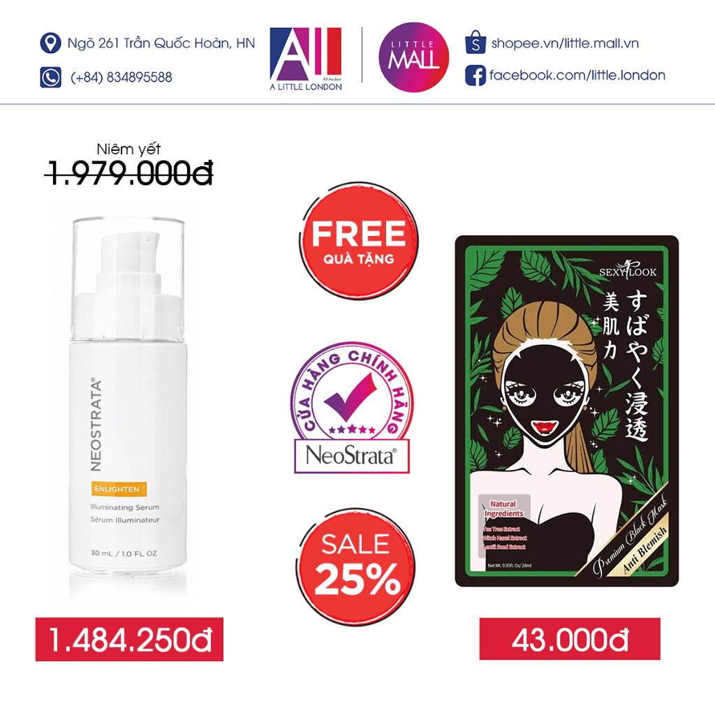 Serum làm sáng & ngăn tăng sắc tố NeoStrata enlighten illuminating serum 30ml TẶNG mặt nạ Sexylook (Nhập khẩu)