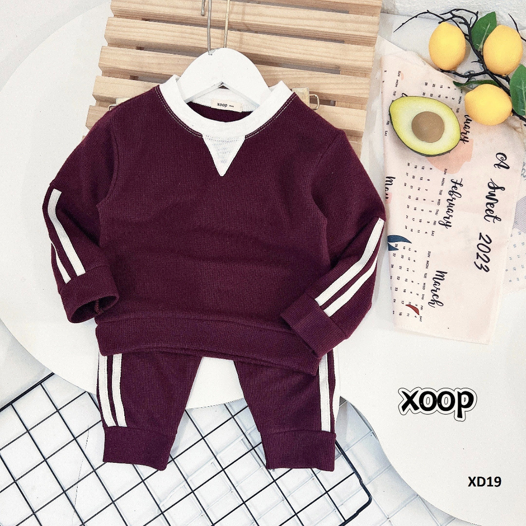 Bộ dài tay XOOP tổ ong chạy viền  ở tay và quần cho bé  XD19,Đồ bộ thời trang quần áo trẻ em Shop Phúc Yến