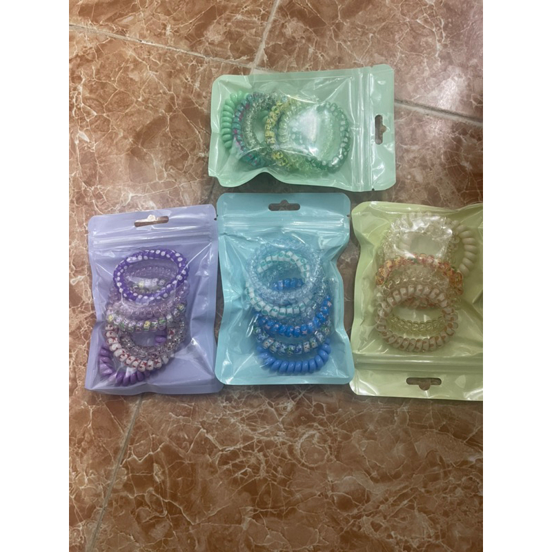Sét 6 dây buộc tóc lò xo đủ màu sắc