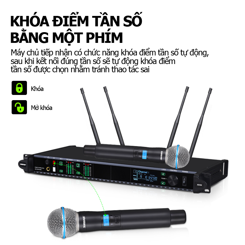 Shuer/AD4D microphone wireless,micro không dây cao cấp,micro hát karaoke không dây chống hú
