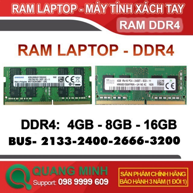 Ram Laptop DDR4 8GB/16GB Bus 2133/2400/2666/3200