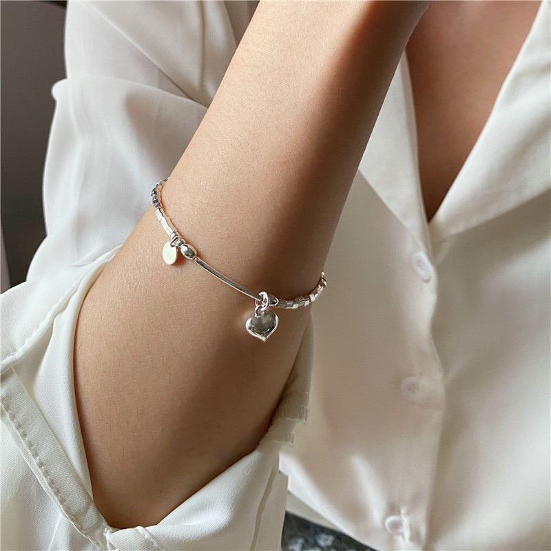 Vòng tay bạc 925 SUMMERY trái tim dây chuỗi lắc tay S925