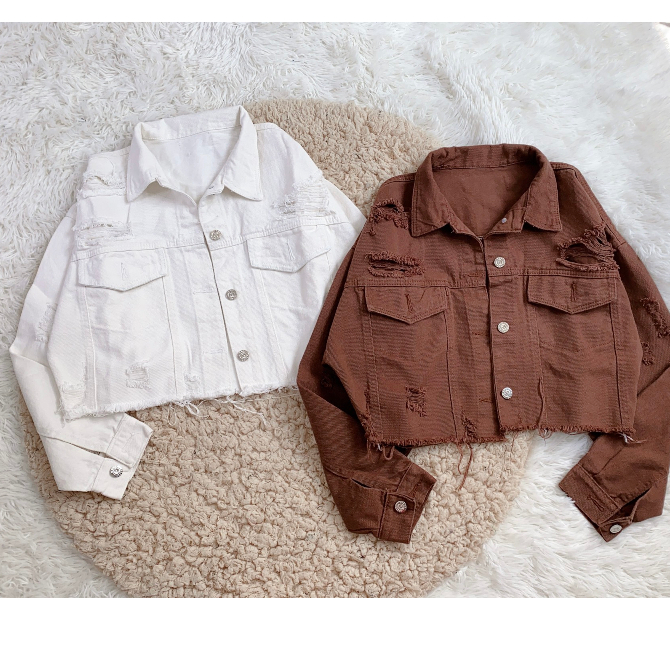 Áo khoác Jean rách crotop tua lai cá tính Bigsize 39-65kg