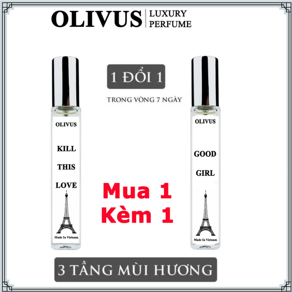 Combo 3 chai Tinh dầu nước hoa nữ cao cấp OLIVUS Good Girl, Trap Girl, Kill This Love hương thơm thanh lịch