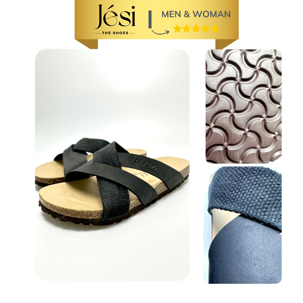 Dép Đế Trấu Quai Chéo Nam Chính Hãng Sandal Đế Trấu Chóng Trơn Trượt Êm Chân- DH0004