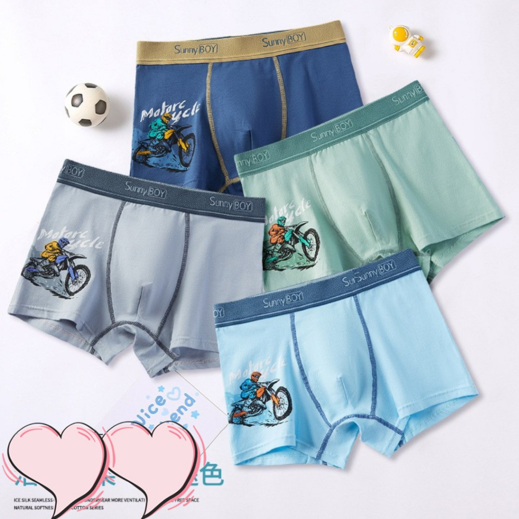 Quần chip đùi trẻ em nam cao cấp sét 4 quần lót bé trai size đại mềm mát cho bé từ 36-65kg