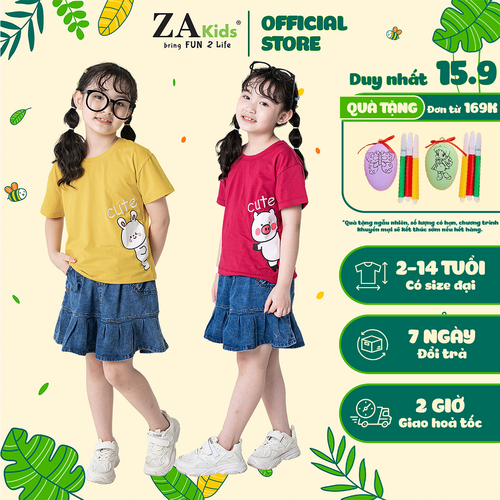 Áo Thun Ngắn Tay Cho Mẹ Và Bé Gái (12-64kg) ZA Kids ZA22208TN