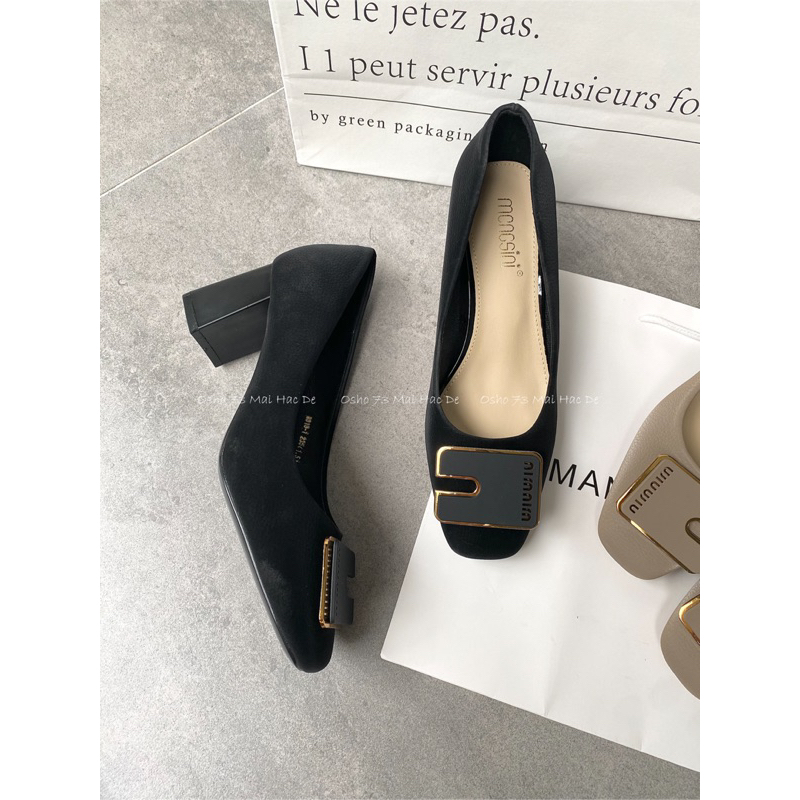 GIÀY MŨI VUÔNG GÓT THÔ, CAO 5CM 8018-1