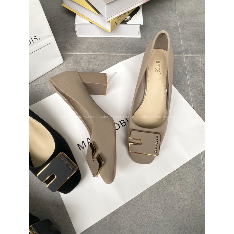 GIÀY MŨI VUÔNG GÓT THÔ, CAO 5CM 8018-1