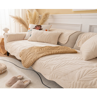 Bọc sofa chất liệu nhung họa tiết lá cây cao cấp nhập khẩu, Vỏ bọc ghế sofa mã LC1 từ 90-240cm