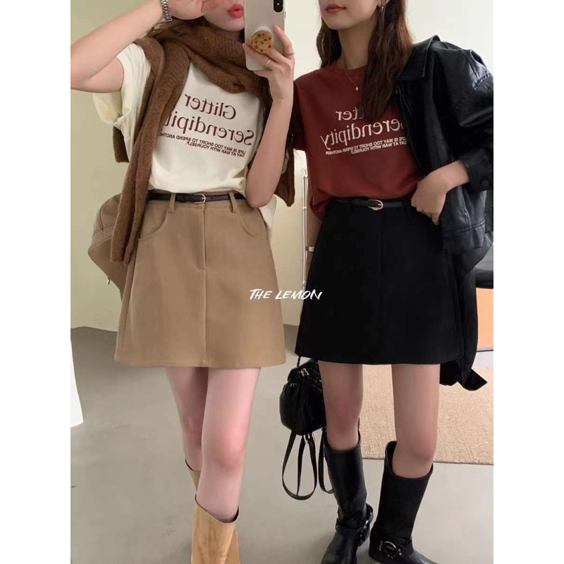 Chân váy suông chữ A kèm đai 6658 🇰🇷