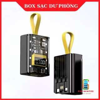 Box sạc dự phòng 3 cell 18650 22.5w kèm cáp sạc trong suốt