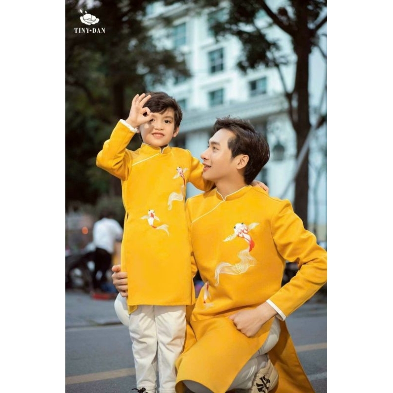 Áo dài nam giới sang xịn mịn màu trắng đỏ vàng