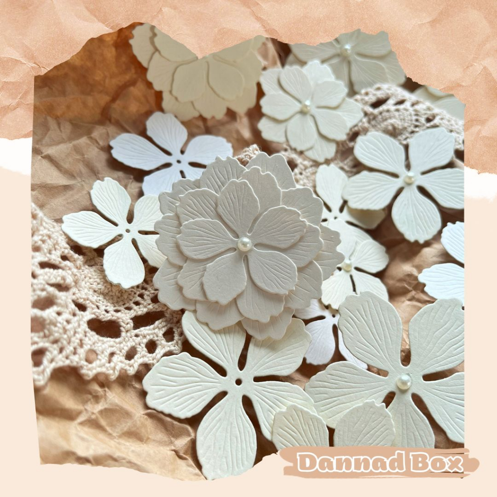 Set 20 Bông Diecut Paper Cutting Xếp 4 Lớp Làm Journal Scrapbook