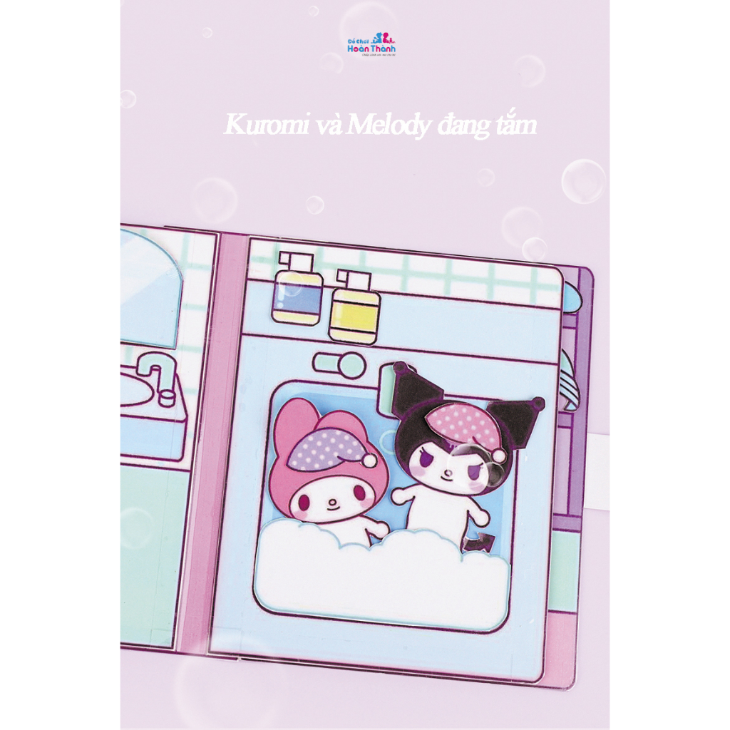Đồ chơi cuốn sách yên tĩnh Sanrio Kuromi dành cho trẻ em bé trai bé gái, đồ chơi thủ công tự làm bằng tay không cần cắt