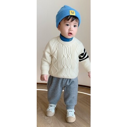 (Hàng cực đẹp 1-8 tuổi) Áo len cho bé trai WAPPY phong cách Hàn Quốc chất dày dặn phối kẻ tay áo