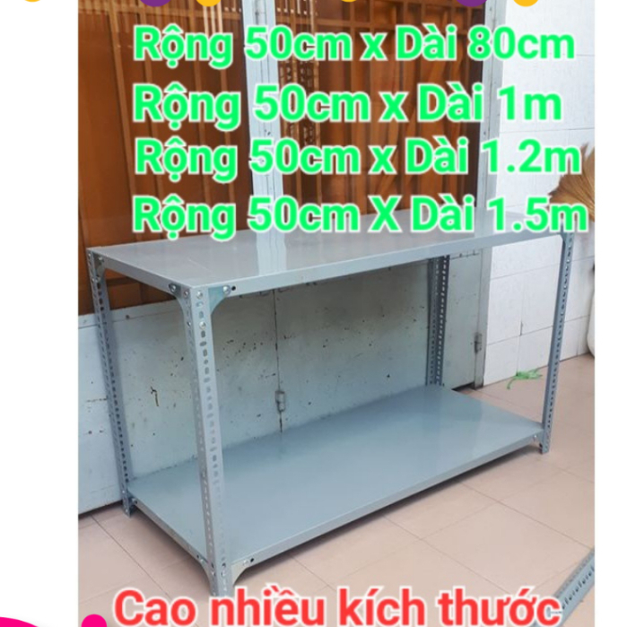 Kệ sắt mâm 2 tầng Rộng 50cm x Dài 80cm đến 150cm,Cao nhiều kích thước,kệ sắt đa năng