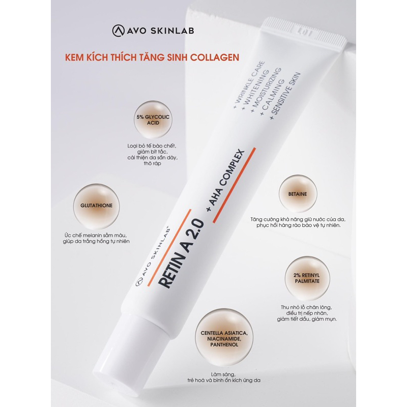 Retinal A cream Avo skinlab sáng da , giảm mụn giảm nám tàn nhang , chống lão hoá giúp da căng mịn Dr Linh Hà