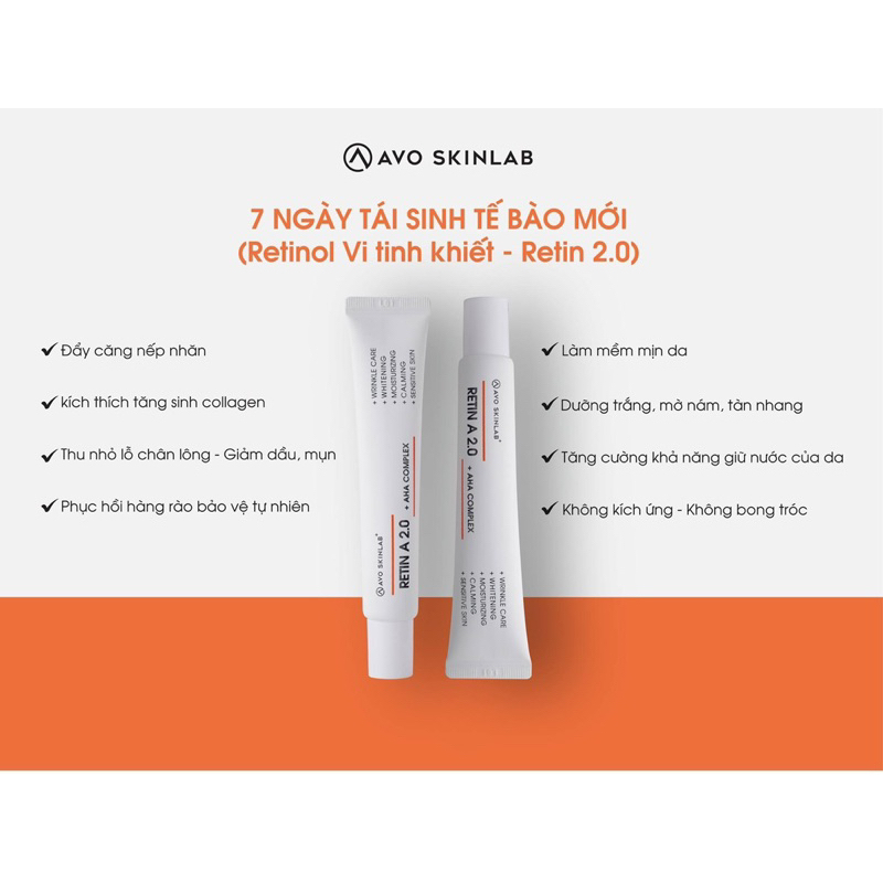 Retinal A cream Avo skinlab sáng da , giảm mụn giảm nám tàn nhang , chống lão hoá giúp da căng mịn Dr Linh Hà