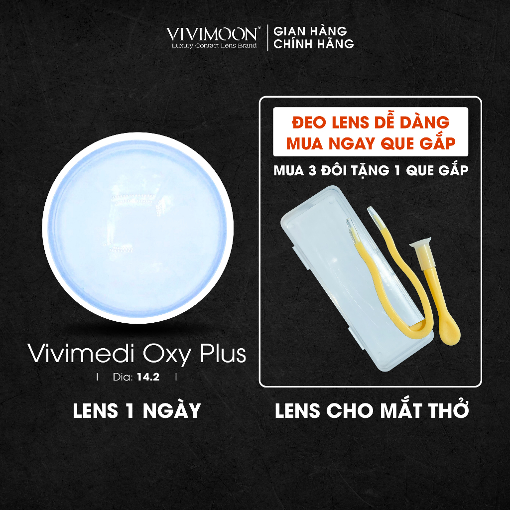 Lens cho mắt thở cận trong suốt 1 ngày Vivimedi Oxy Plus kính áp tròng VIVIMOON