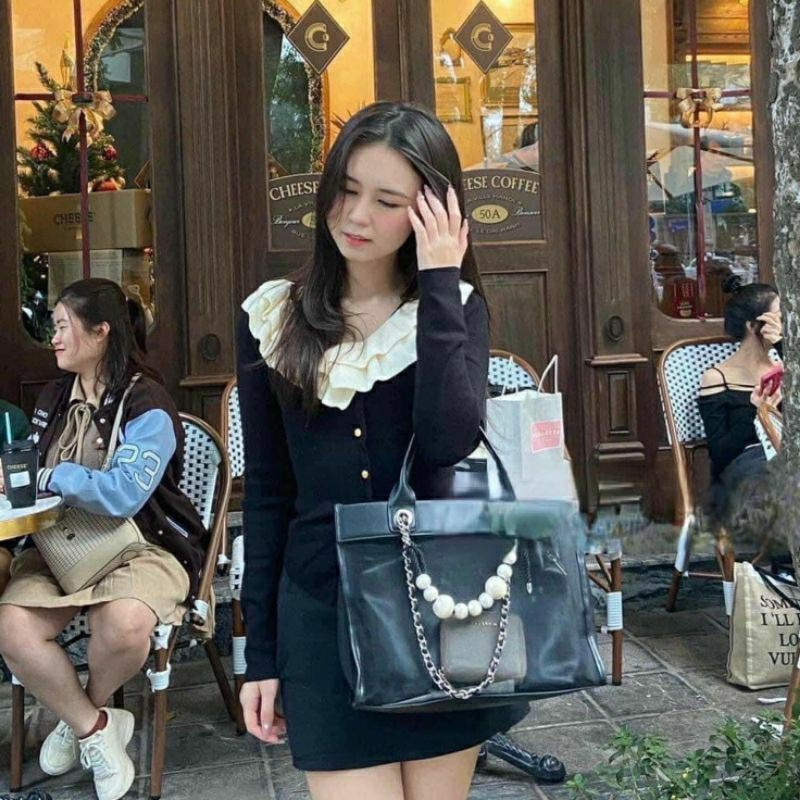 Áo len tăm cổ bèo tiểu thư siêu xinh