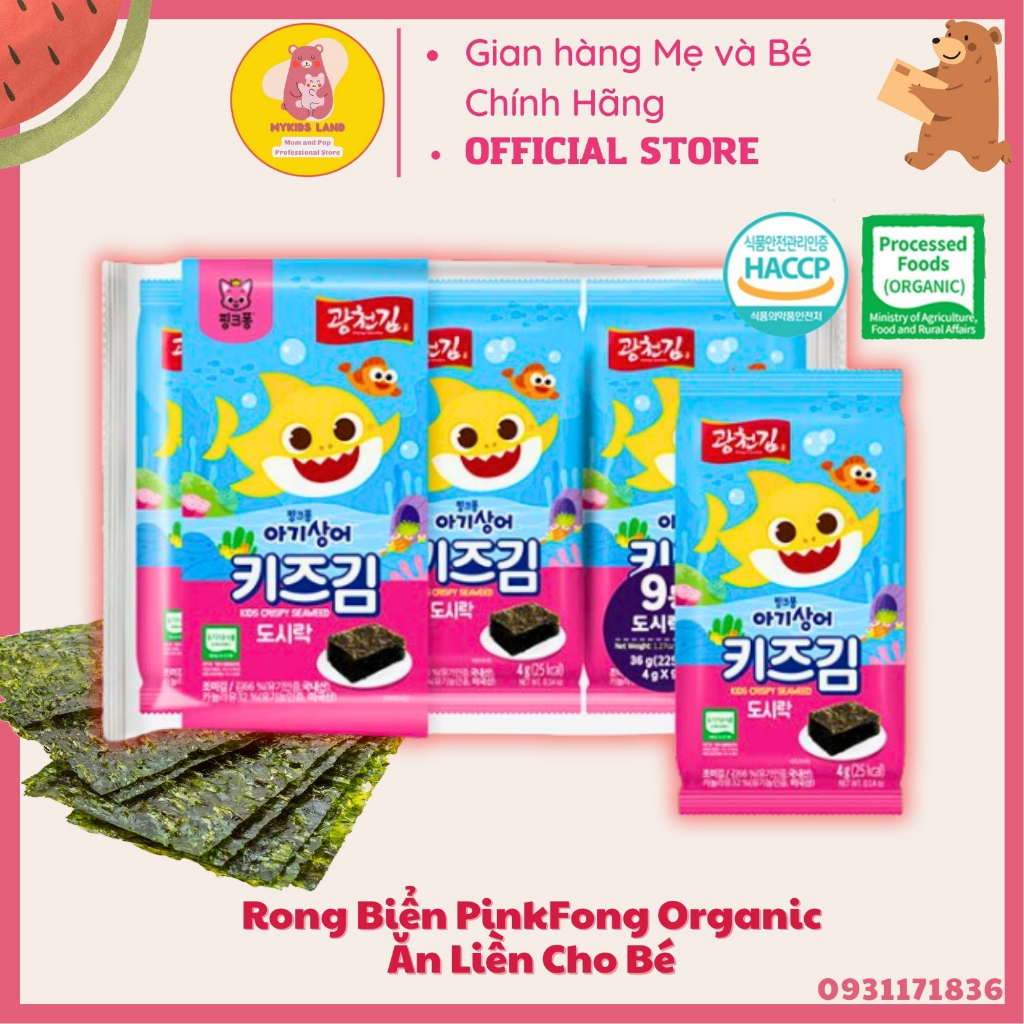Rong Biển Ăn Liền PINKFONG Organic Hàn Quốc Cho Bé Từ 12M+