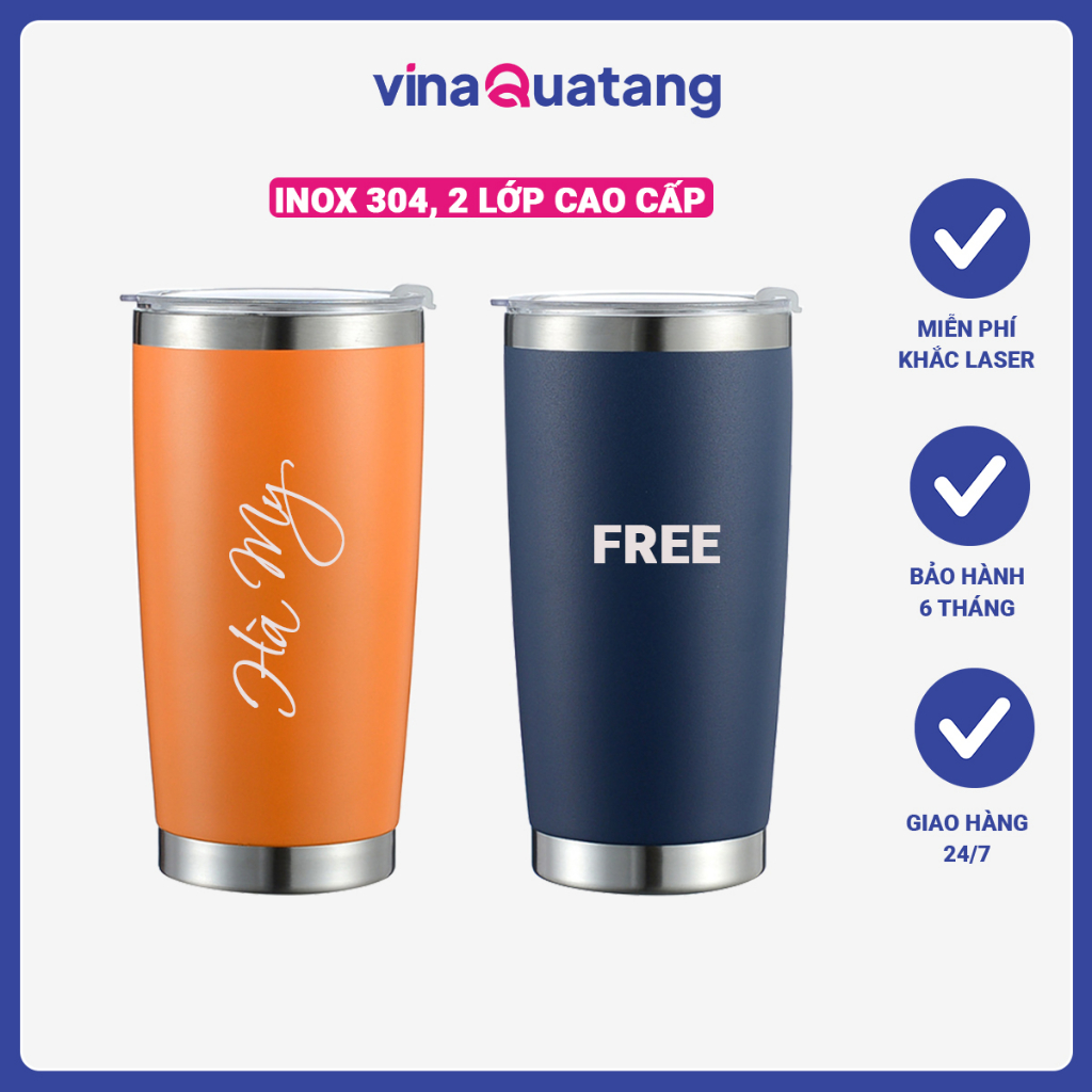 Ly giữ nhiệt inox 304 cao cấp, dung tích 600ml,  cốc giữ nhiệt thể thao, quà tặng bình giữ nhiệt - V