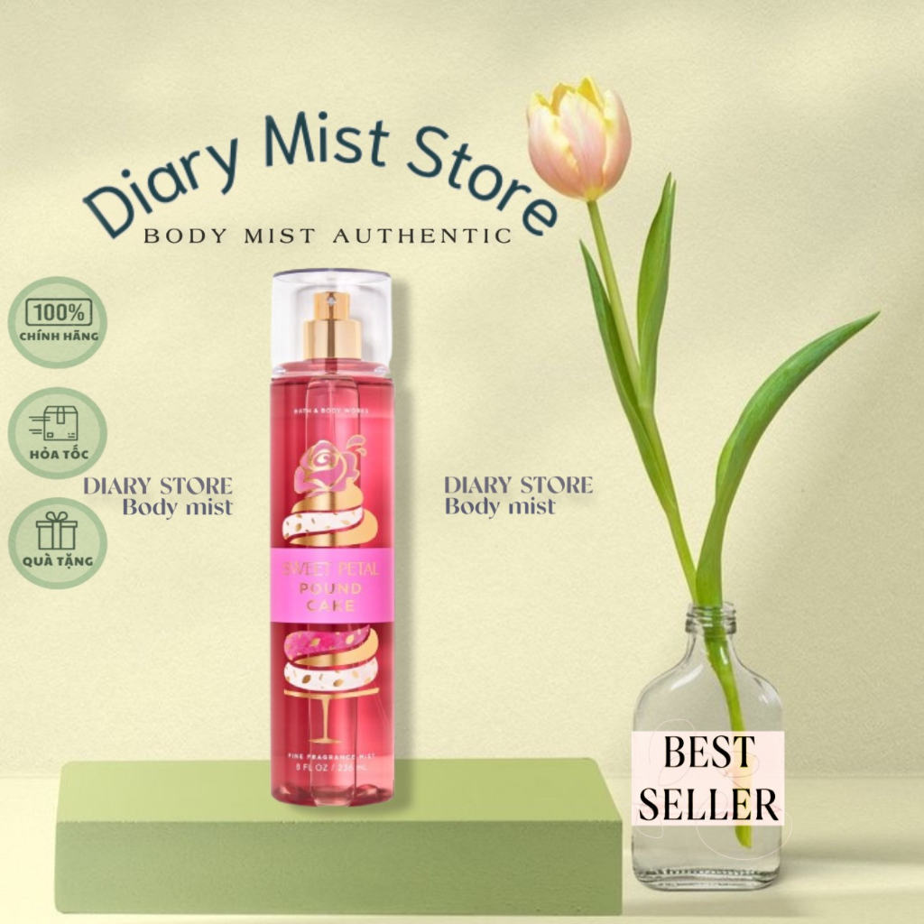 𝐃𝐢𝐚𝐫𝐲𝐦𝐢𝐬𝐭.𝐬𝐭𝐨𝐫𝐞 Xịt Thơm Toàn Thân Bath & Body Works - SWEET PETAL POUND CAKE