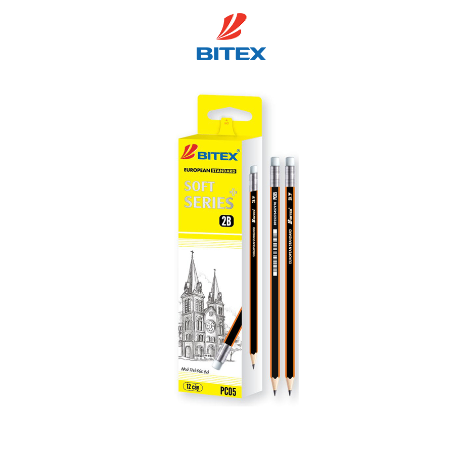 Bút chì đen Bitex 2B Soft Series Plus có gôm PC05