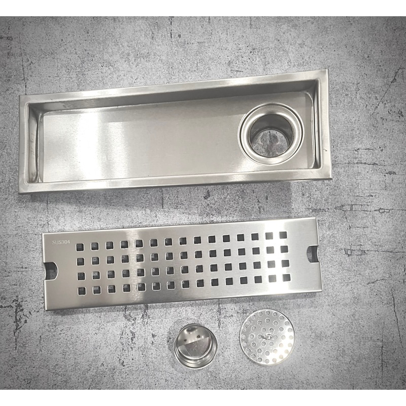 Thoát sàn chống mùi inox sus 304, lỗ thoát lệch, 10x60cm