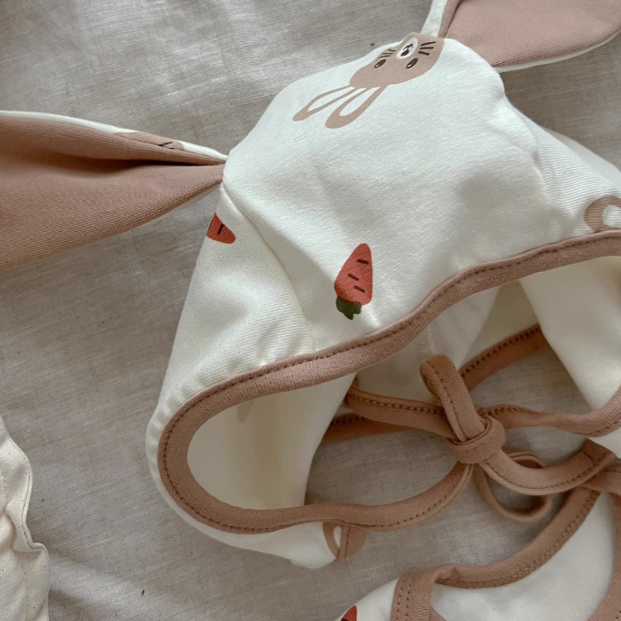 Bodysuit Liền Thân Kèm Mũ Tai Thỏ Dễ Thương Cho Bé Chất Liệu Mềm Mại Size 0-9M