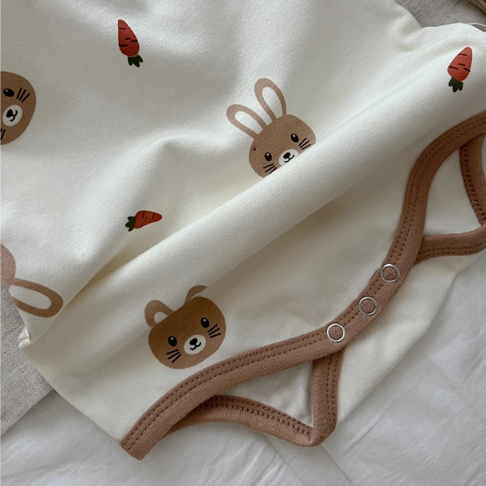 Bodysuit Liền Thân Kèm Mũ Tai Thỏ Dễ Thương Cho Bé Chất Liệu Mềm Mại Size 0-9M