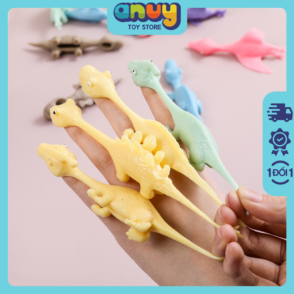 Khủng long bắn dính tường silicon dẻo, đồ chơi cho bé nhiều màu, slime, vui nhộn, giải trí