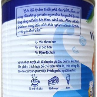 VIETCOCO (Lon 400ml) NƯỚC CỐT DỪA TƯƠI Rich & Creamy Coconut Cream (HALAL)
