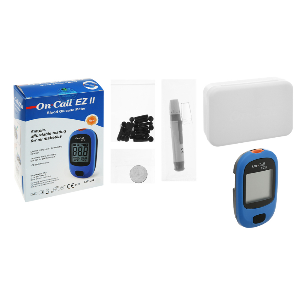 Máy đo đường huyết tiểu đường trong máu của Mỹ Acon On call EZ II tặng kèm 25 que thử ( BẢO HÀNH TRỌN ĐỜI )