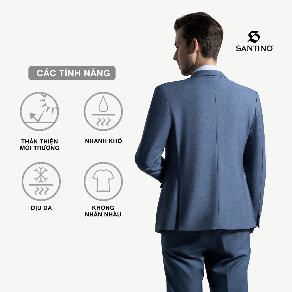 Bộ Vest Nam Cao Cấp Công Sở Hàn Quốc Santino, Chất Liệu Cao Cấp Màu Ghi X357